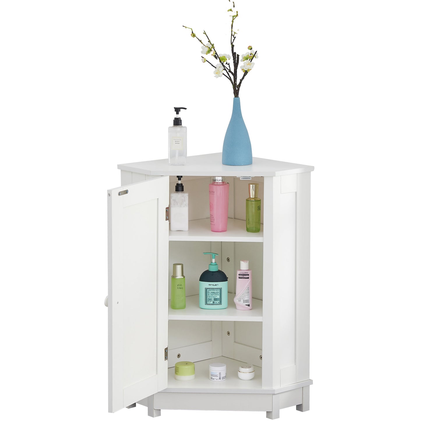Armario de Baño Esquinero Blanco con Estante Ajustable