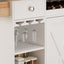 44 Inch Kitchen Island Cart with Solid Wood Top, Wine Storage, Spice Rack, Towel Rack, Wine Glass Holder White & Oak - Korvel