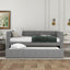 Twin Size Daybed with Trundle  Upholstered Daybed with Padded Back  Gray - Korvel