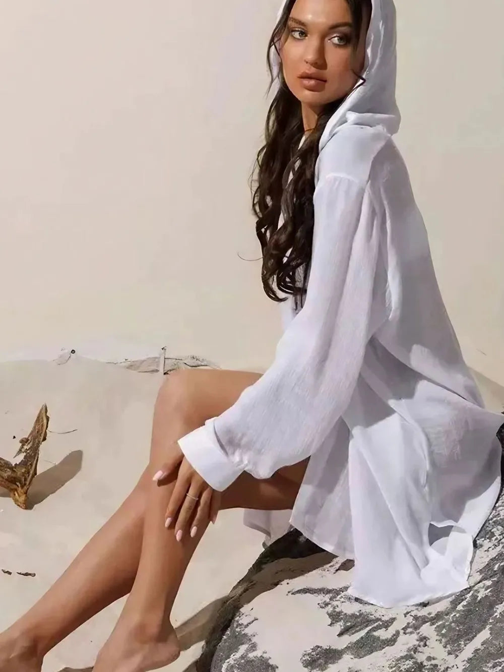 Premium Button Down Hooded Cover-Up
