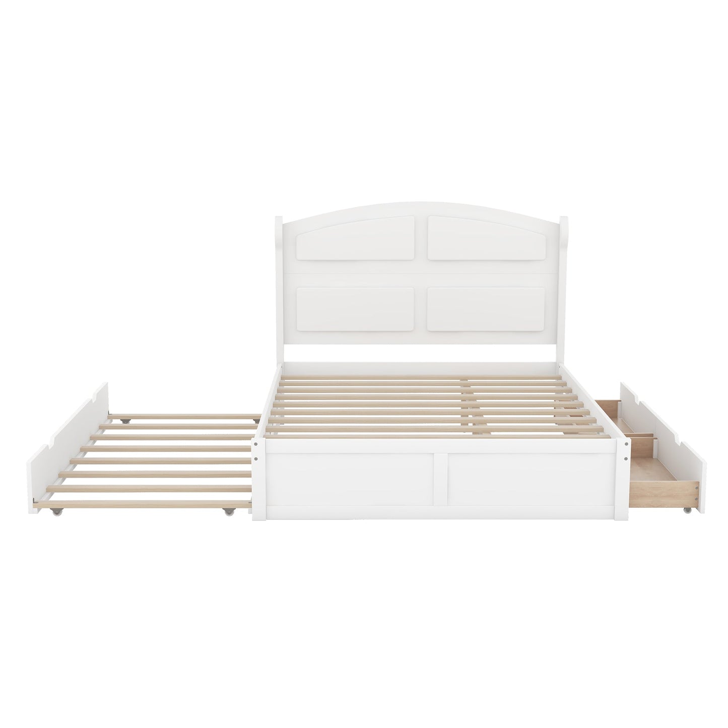 Lit plateforme queen en bois blanc élégant avec lit gigogne