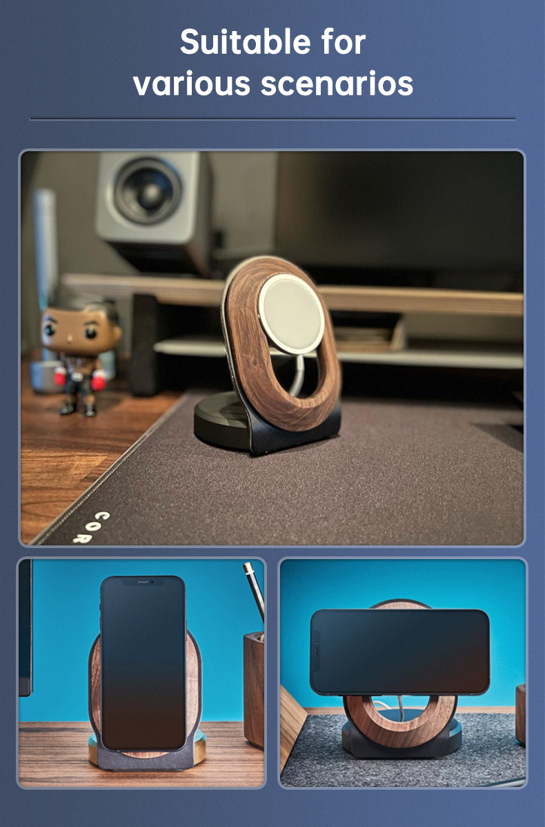 Walnut Wireless Magnetic Charger Stand for MagSafe