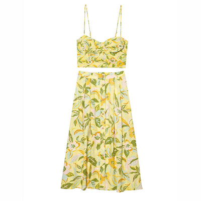 Style Strapless Top with Printed Skirt Set - Korvel