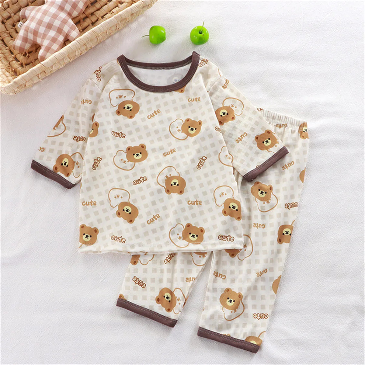 hibobi 2-Piece Children Air-Conditioning Clothing Summer Home Clothes Three-Quarter Sleeve Underwear Set Baby Pajamas Tracksuit - Korvel