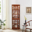 Corner Curio Cabinet with 5 Shelves and Lighting System, Oak(E26 light bulb not included) - Korvel