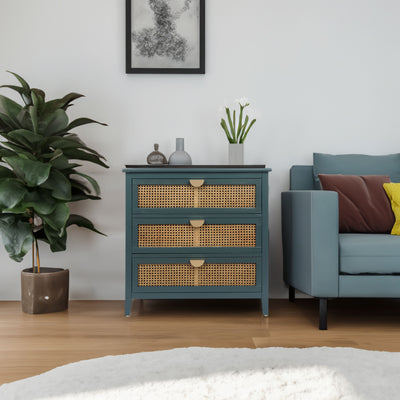 3 Drawer Cabinet Natural rattan American Furniture Suitable for bedroom living room study - Korvel