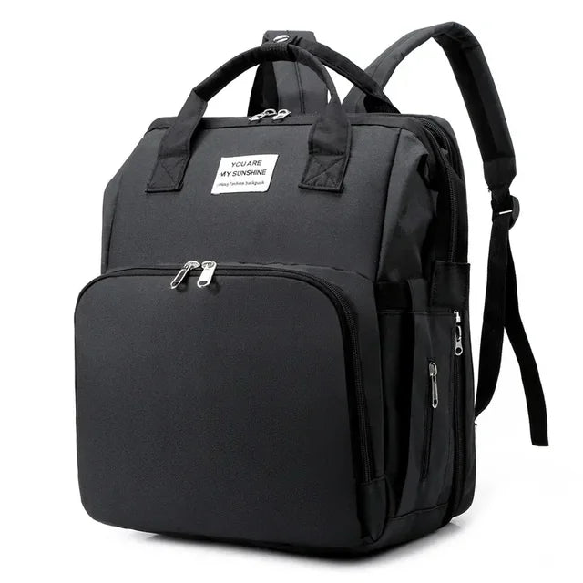 New Outdoor Folding Bag with Baby Can Sleep Mommy Bag Multi-functional Bottle Backpack Diaper Backpack - Korvel