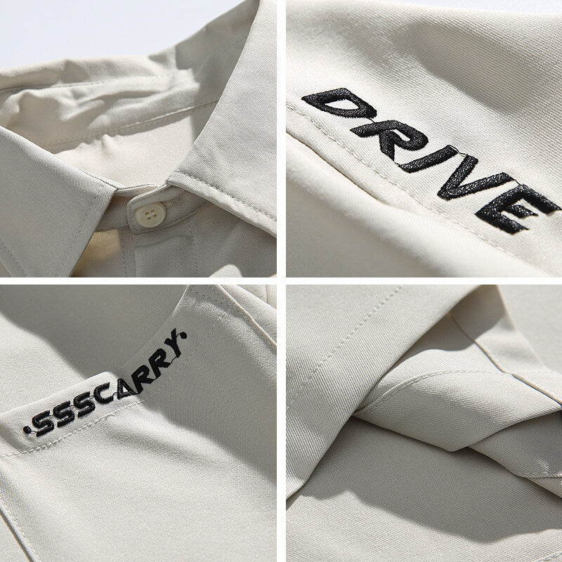 Chemise décontractée à manches courtes avec broderie de lettres