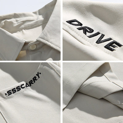 Casual Short Sleeved Shirt with Letter Embroidery