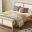 Modern Style Queen Size Solid Wood Platform Bed for Kids, Teens, Adults, No Need Box Spring, Walnut and White - Korvel