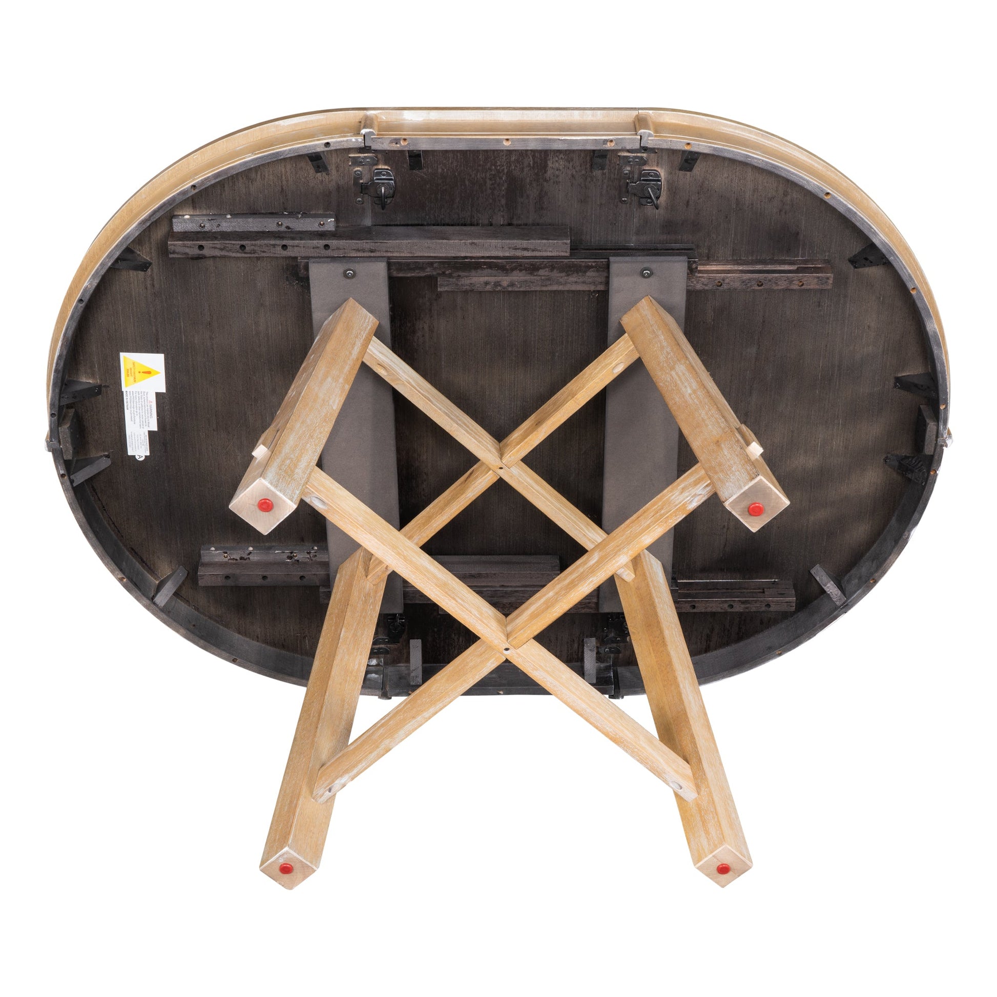 TREXM Farmhouse Round Extendable Dining Table with 16" Leaf Wood Kitchen Table (Natural Wood Wash) - Korvel