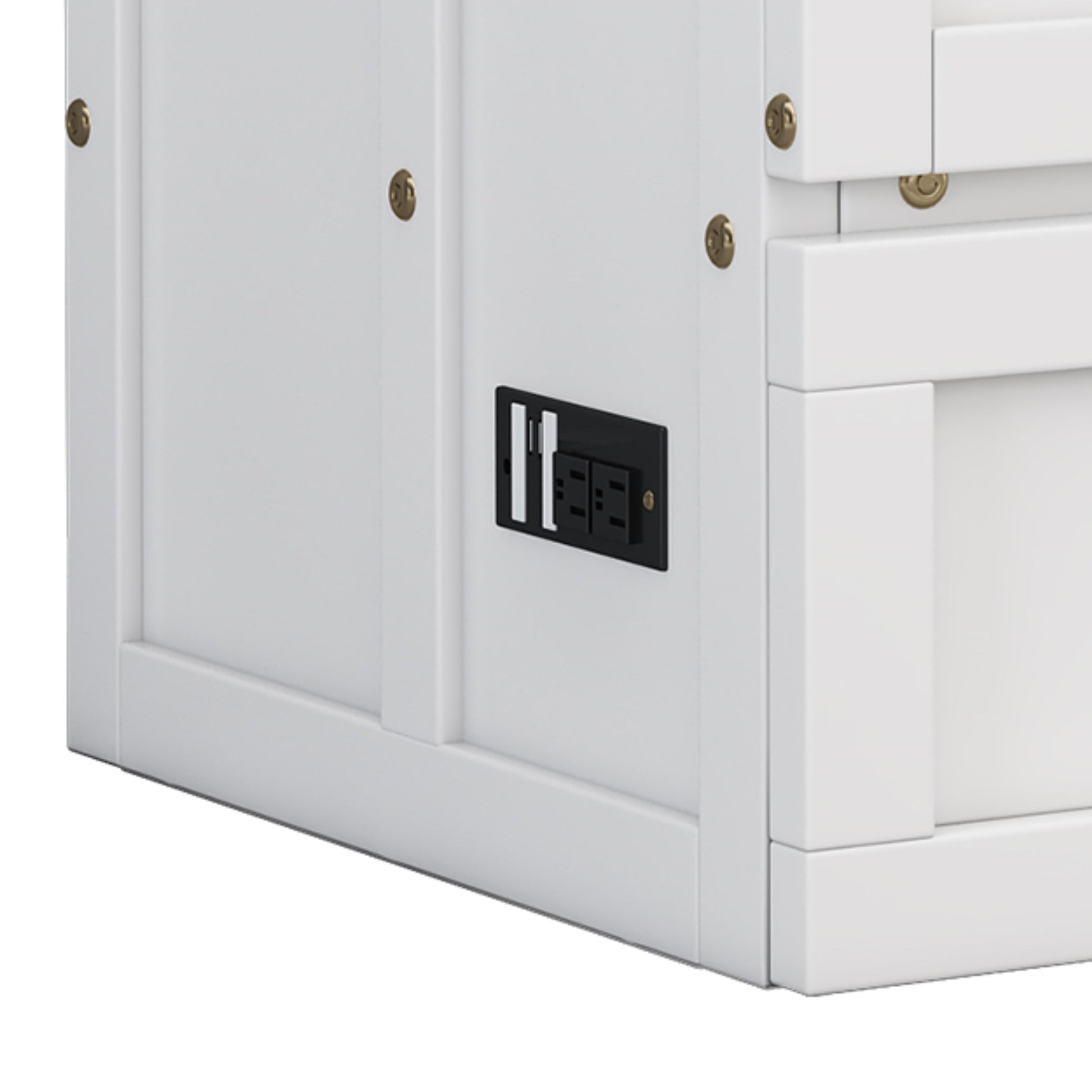 Solid Pine Murphy Bed Chest with Charging Station and Large Storage Drawer for Home Office or Small Room , Queen, White+Walnut - Korvel