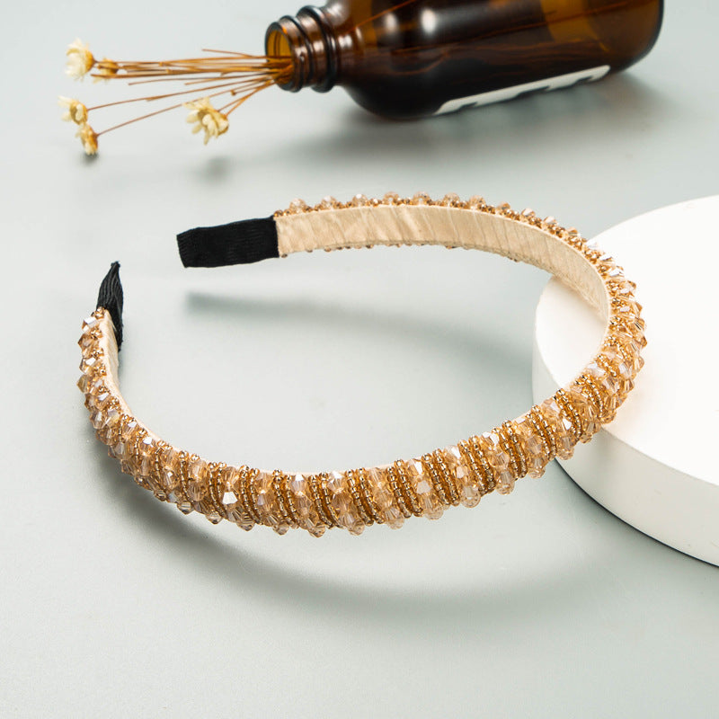 Washing Face Hair Band Thin Edge Handmade String Crystal Headband Fashion Hair Accessories Simple Hair Band - Korvel