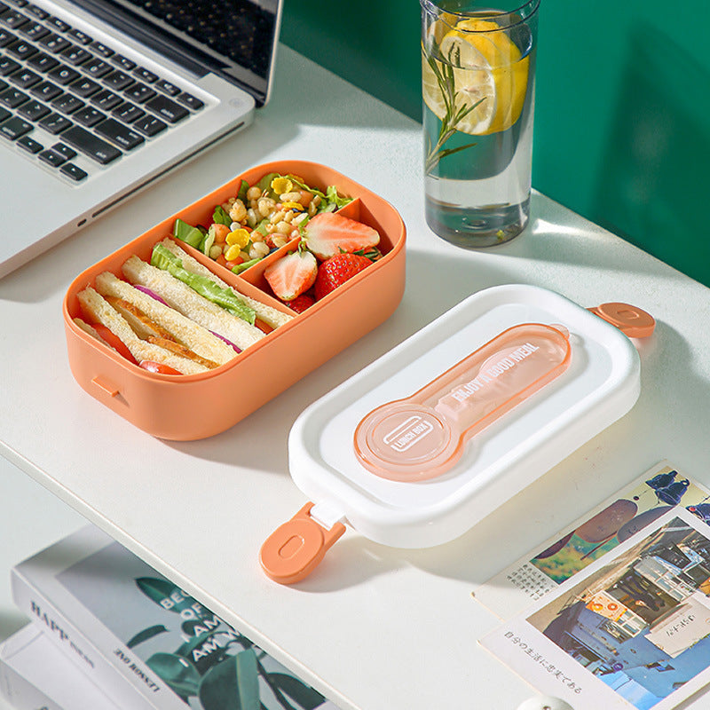 Japanese style portable microwave lunch box with cutlery sealed lunch box bento box - Korvel