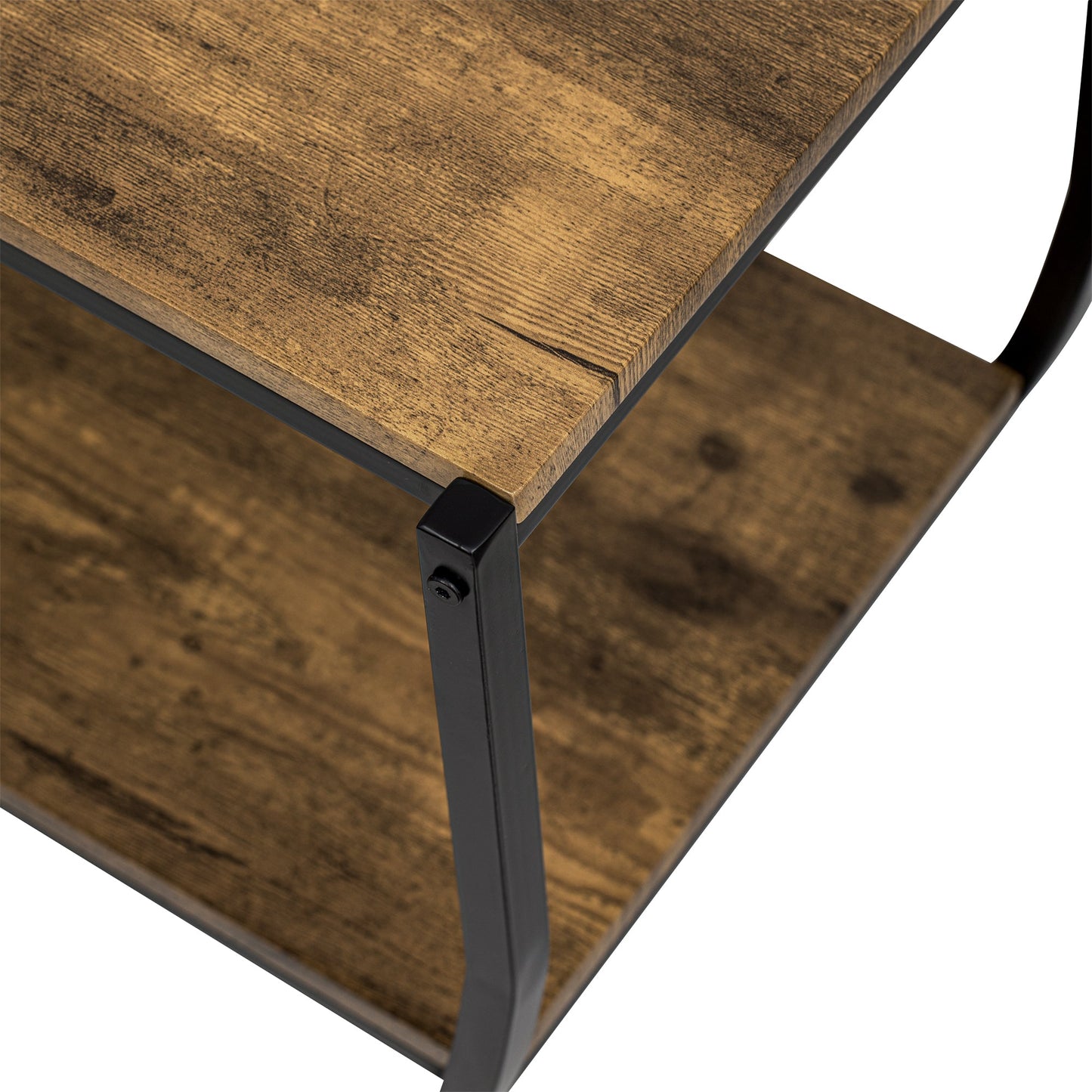 TREXM Rustic Industrial Design Demilune Shape Textured Metal Distressed Wood Console Table (Distressed Brown) - Korvel