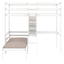 Convertible Loft Bed with L-Shape Desk, Twin Bunk Bed with Shelves and Ladder White - Korvel