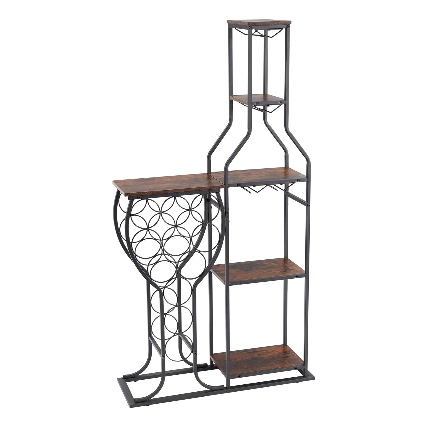 11 bottle wine baking rack, 5-layer independent wine rack with hanging wine glass rack and storage rack - Korvel