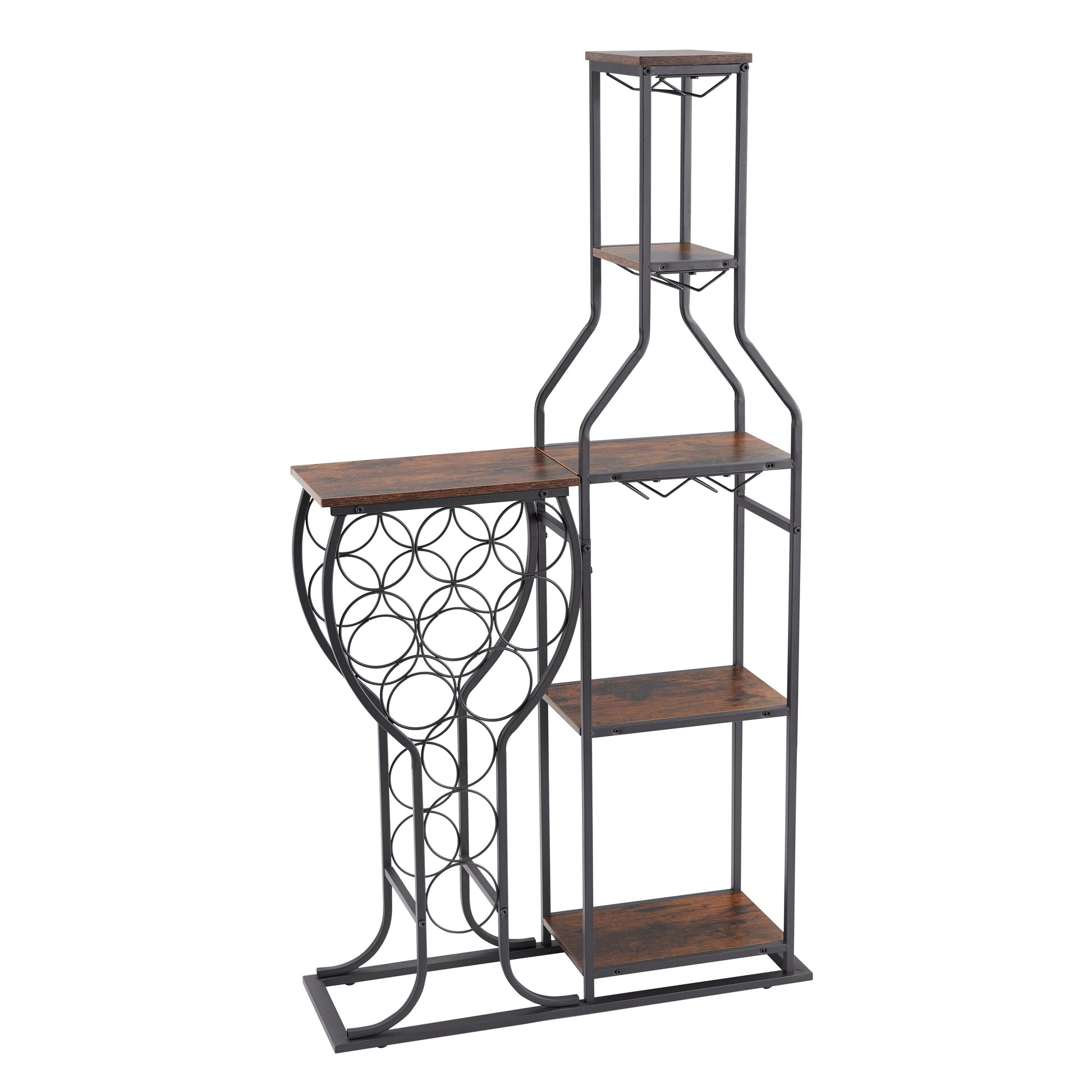 11 bottle wine baking rack, 5-layer independent wine rack with hanging wine glass rack and storage rack - Korvel