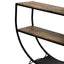 TREXM Rustic Industrial Design Demilune Shape Textured Metal Distressed Wood Console Table (Distressed Brown) - Korvel