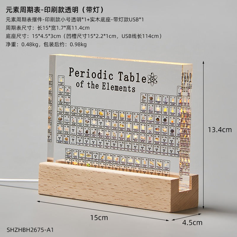 Tableau Périodique en Acrylique Transparent avec Échantillons Réels d'Éléments