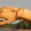Stainless Steel Imitation Gemstone Cross Pendant Bracelet