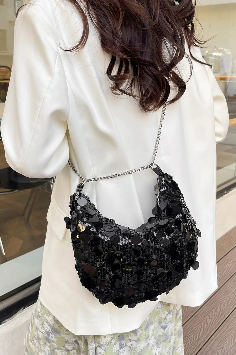 Sequin Chain Crossbody Bag - Korvel