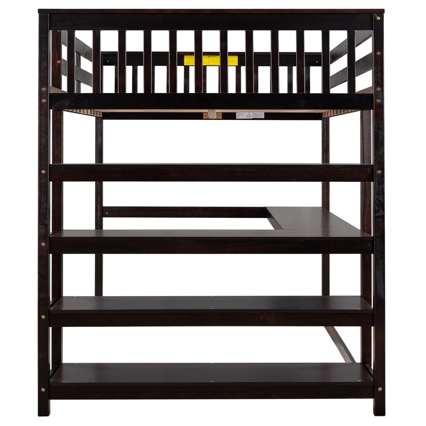 Full Size Loft Bed with Storage Shelves and Under-bed Desk  Espresso - Korvel