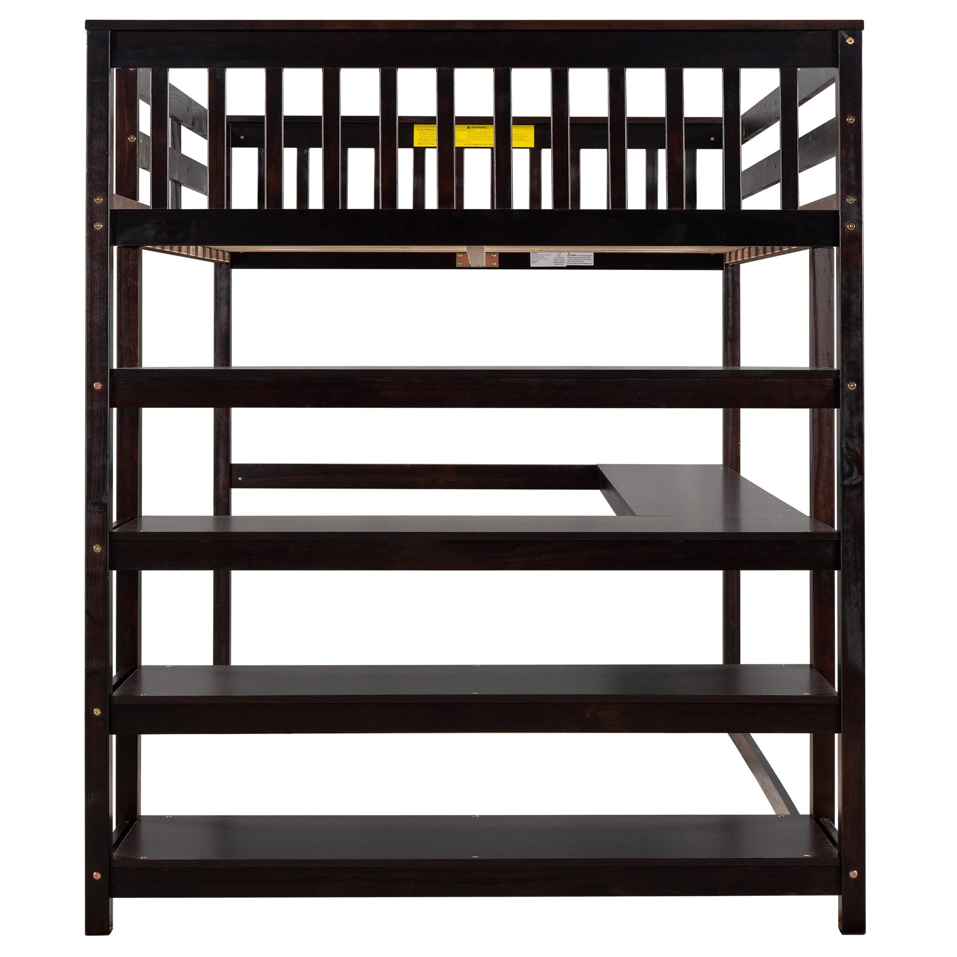 Full Size Loft Bed with Storage Shelves and Under-bed Desk  Espresso - Korvel