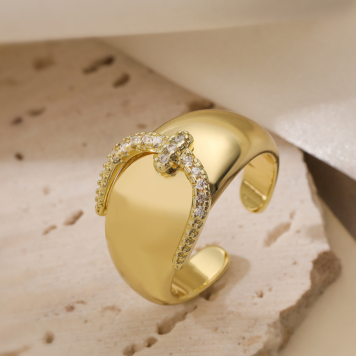 Geometric Open Ring - Elegant Women's Adjustable Jewelry