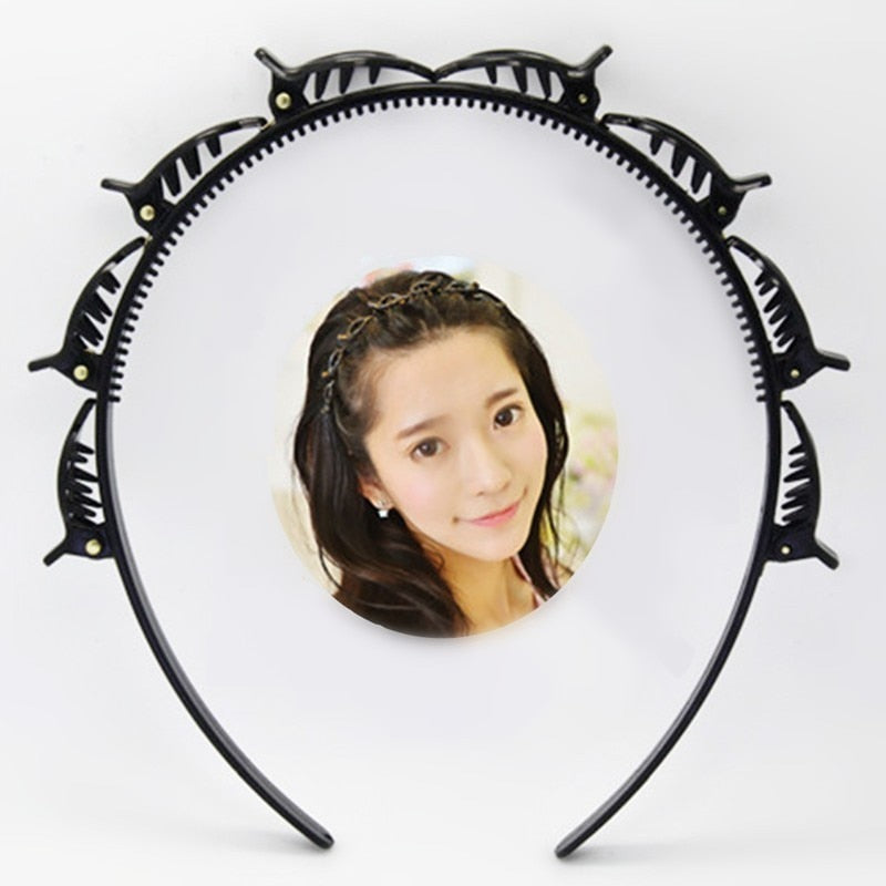 Black Braider Hair Clip Burst Pin Hairdo Bring Hair Hoop Multi-storey Wisp Air Weave Head Hoop Styling Tool - Korvel