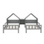 Double Twin Size Platform Bed with House-shaped Headboard and a Built-in Nightstand  Grey - Korvel