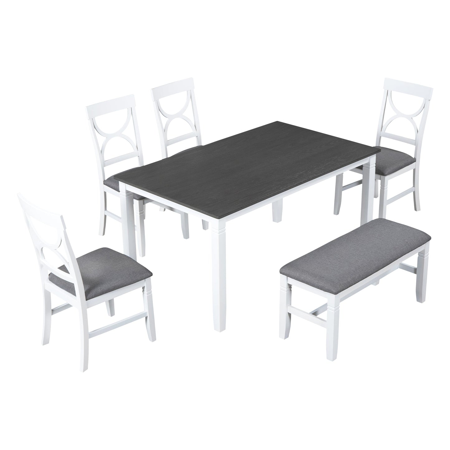 TOPMAX 6-Piece Wood Dining Table Set - Farmhouse Style