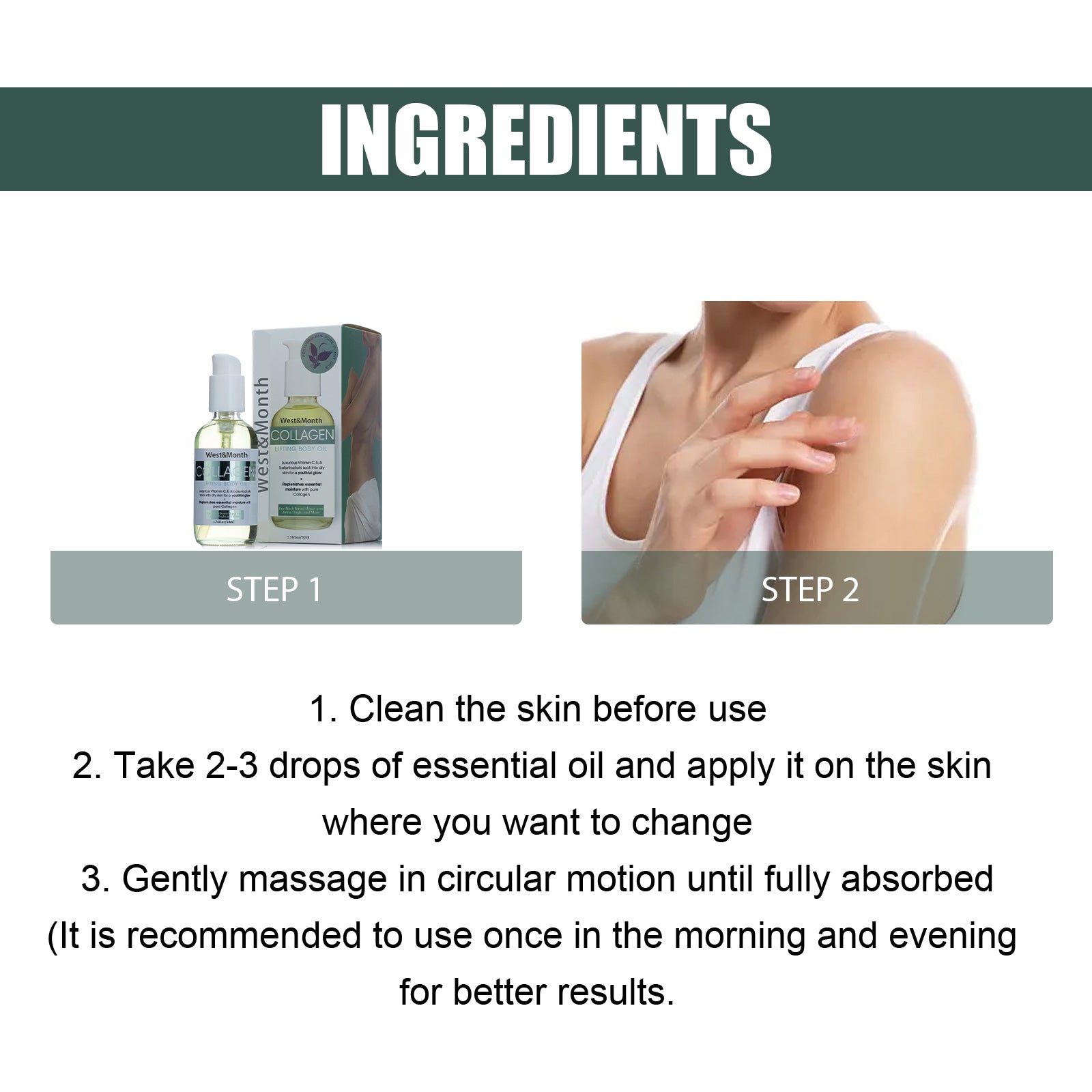 Collagen Lifting Body Oil, Lift Arm Shape Belly In Firming Skin Care Oil - Korvel