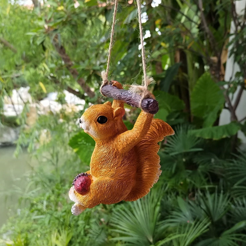 Charming Squirrel Resin Pendant for Garden Decor