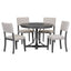 TREXM Five Piece Retro Round Dining Table Set with Curved Brackets and 4 Restaurant Cushioned Chairs (Dark Gray) - Korvel