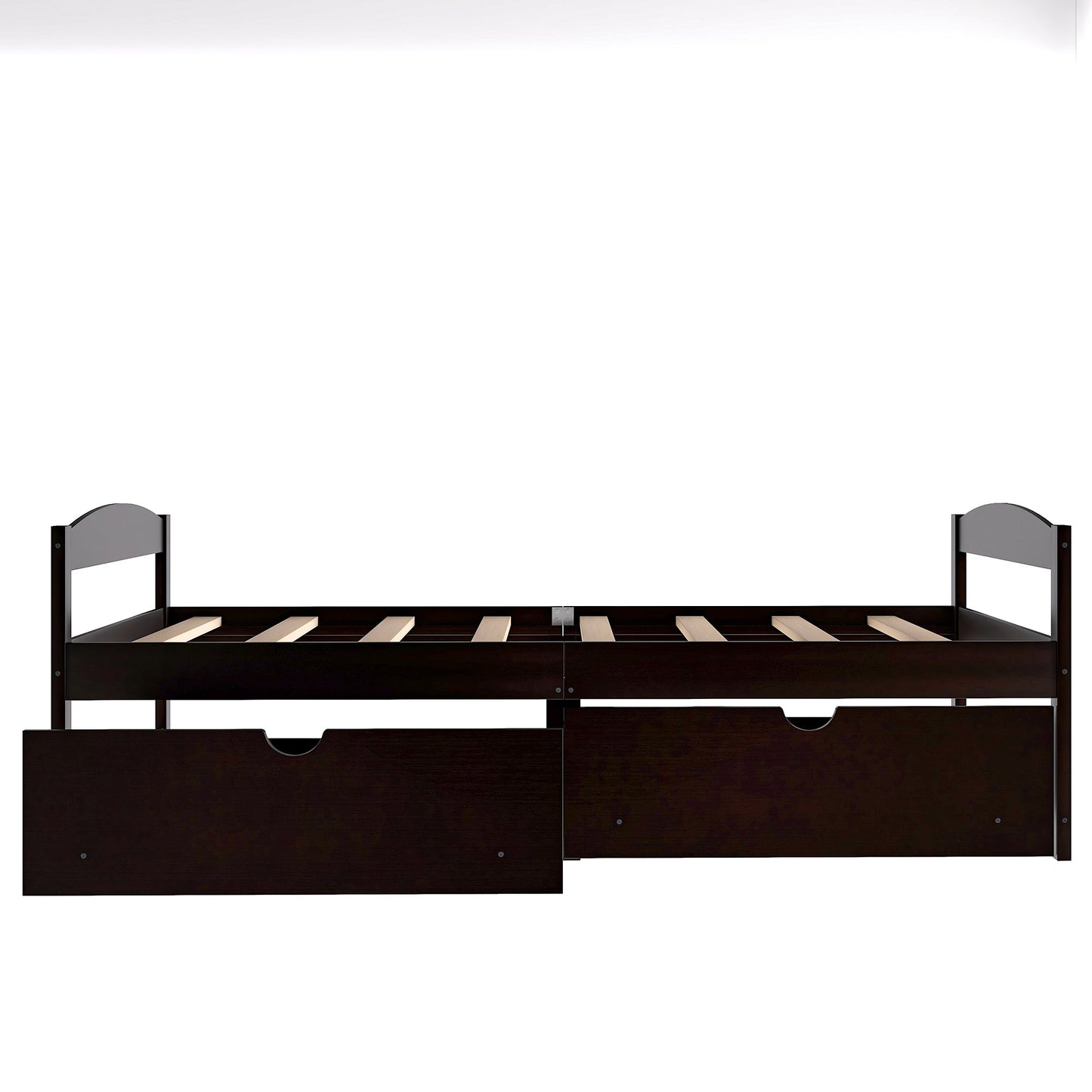Espresso Twin Size Platform Bed with Two Drawers