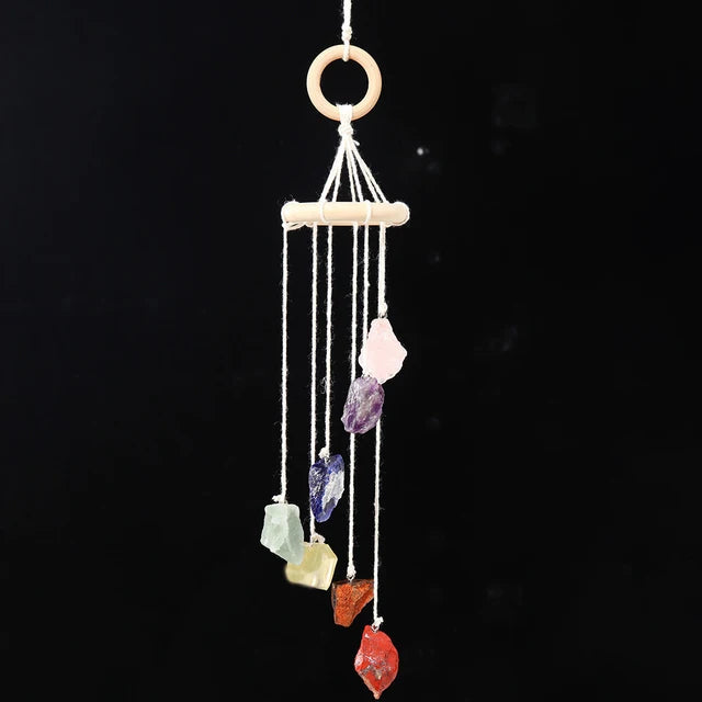 Juego de Campanas de Viento de Cristal Natural Hecho a Mano para Decoración del Hogar