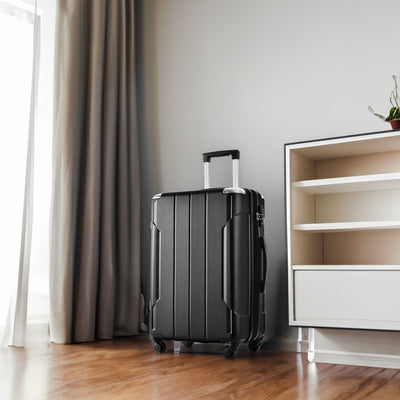 Hardshell Luggage Spinner Suitcase with TSA Lock Lightweight Expandable 28'' (Single Luggage) Black + ABS + 28 Inch - Korvel