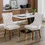 Tufted solid wood velvet soft cushion dining chair gold stainless steel plated leg nail head set of 2 pieces beige and gold - Korvel