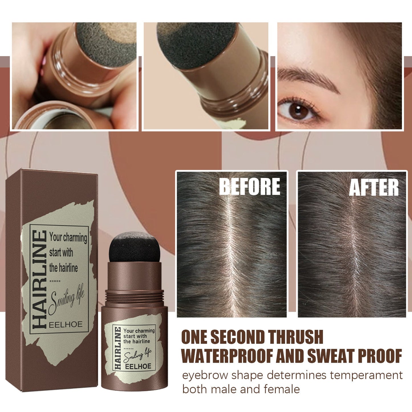 One Step Brow Stamp Shaping Kit Hairline Eyebrow Print Eyebrow Patch Repair Hairline Eyebrow Print - Korvel