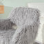 GREY Faux Fur Upholstered Make up chair Side Dining Chair with Metal Leg(GREY+Beech Metal Leg) - Korvel