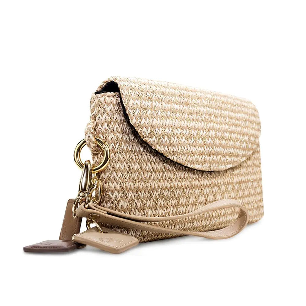 Phoenix Clutch - Tan & Gold Elegance