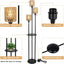 Boho Floor Lamp with Shelves 3-Lights Farmhouse Tall Floor Lamp with ON/OFF Foot Switch Rustic Standing Lamp with Rattan Shades - Korvel