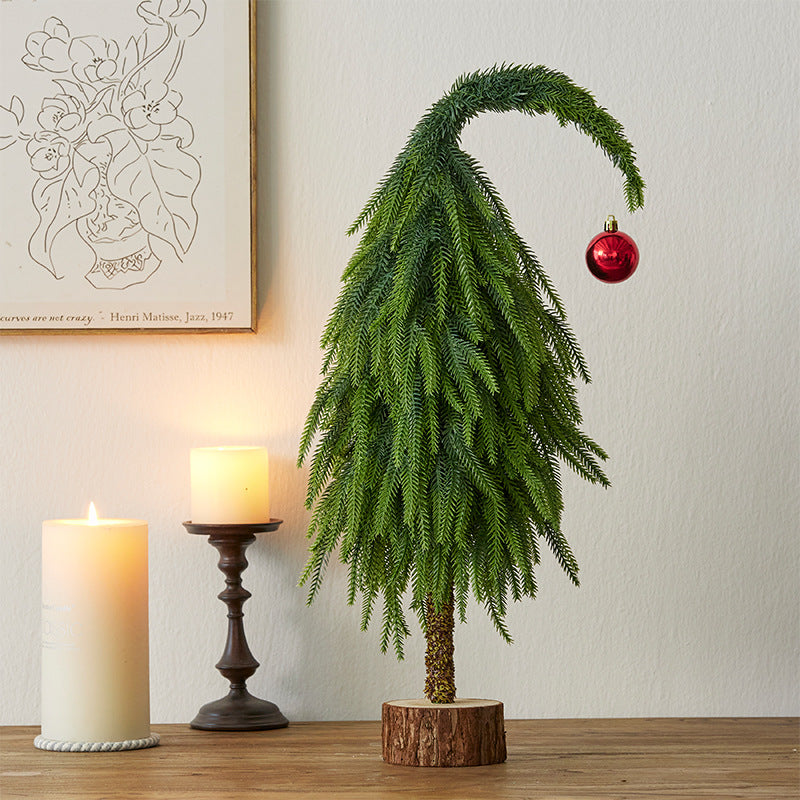 Crooked Neck Christmas Leaves Desktop Ornament