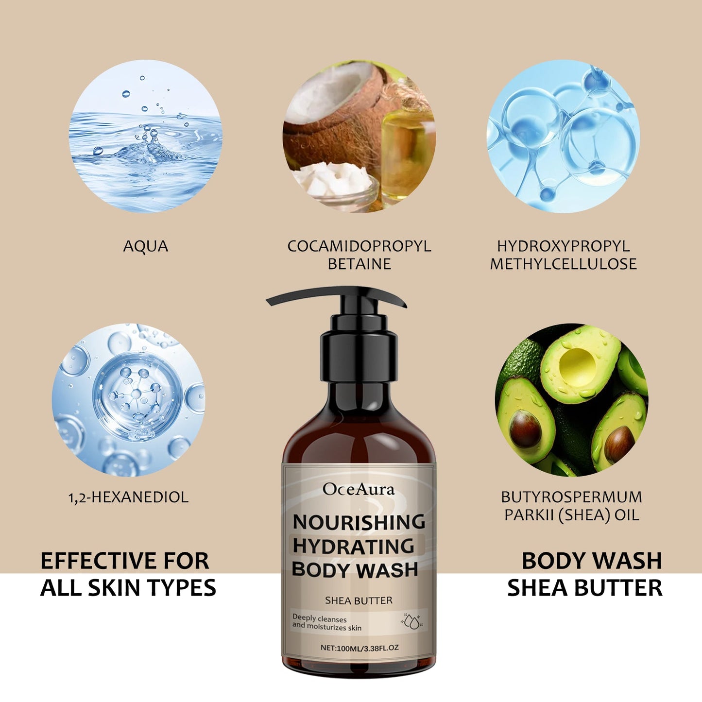 Nourishing Hydrating Body Wash, Body Skin Firming Clean Warm Shine Bright Tender Bath Dew - Korvel