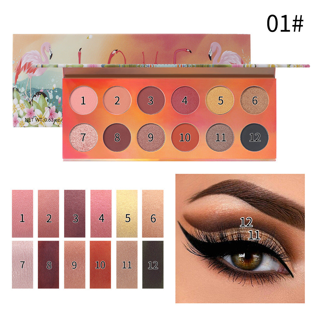 Romantic Beauty 12 Color Dazzle Eye Shadow Plate Pearlescent Matte Finish Eye Shadow Makeup - Korvel
