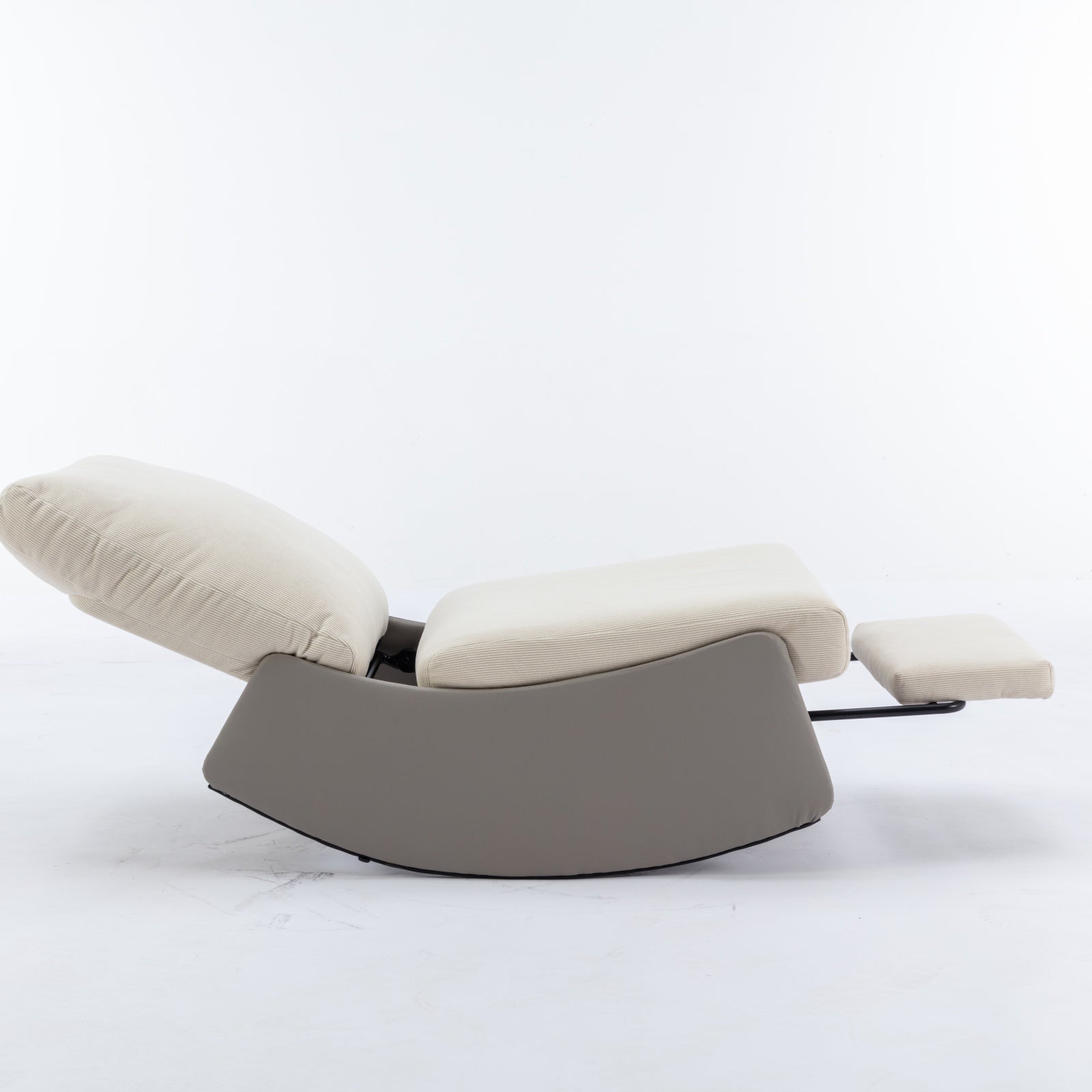 Modern rocking chair recliner, comfortable cushioned recliner with footstool, gray - Korvel