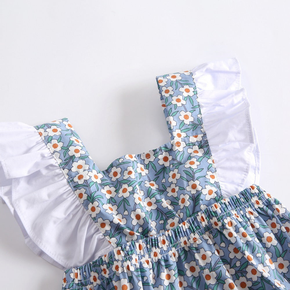 Baby jumpsuit with floral and contrasting colors, baby jumpsuit, baby clothing - Korvel