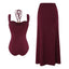 Conjunto de Traje de Baño de Una Pieza con Cuello Hueco Elegante