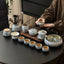 Kung Fu tea set blue and white lotus tea pot fair cup tea can ceramic lid bowl - Korvel